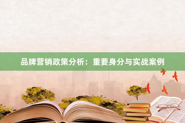 品牌营销政策分析：重要身分与实战案例